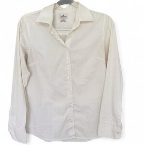 J. Crew Haberdashery Cotton Fitted White cream button up long sleeve shirt